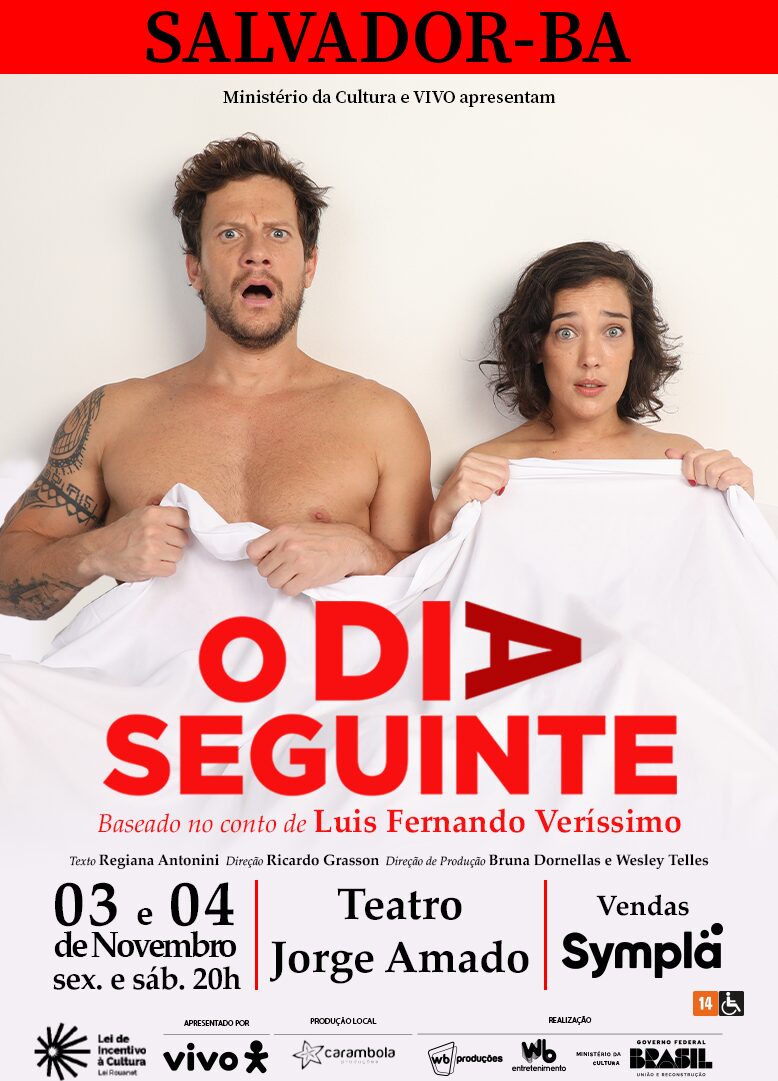 Espetáculo ' O Dia Seguinte ', com Adriana Birolli e Eduardo Pelizzari,  chega a Salvador em novembro